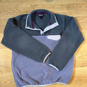 Patagonia Gray and Purple Crewneck Sweater